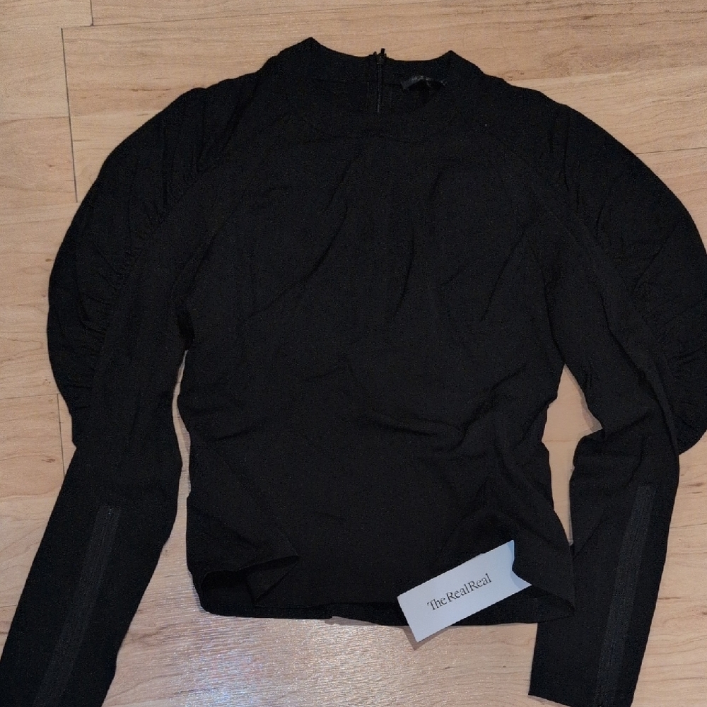 Rag & Bone Black Ruched Sleeve Blouse